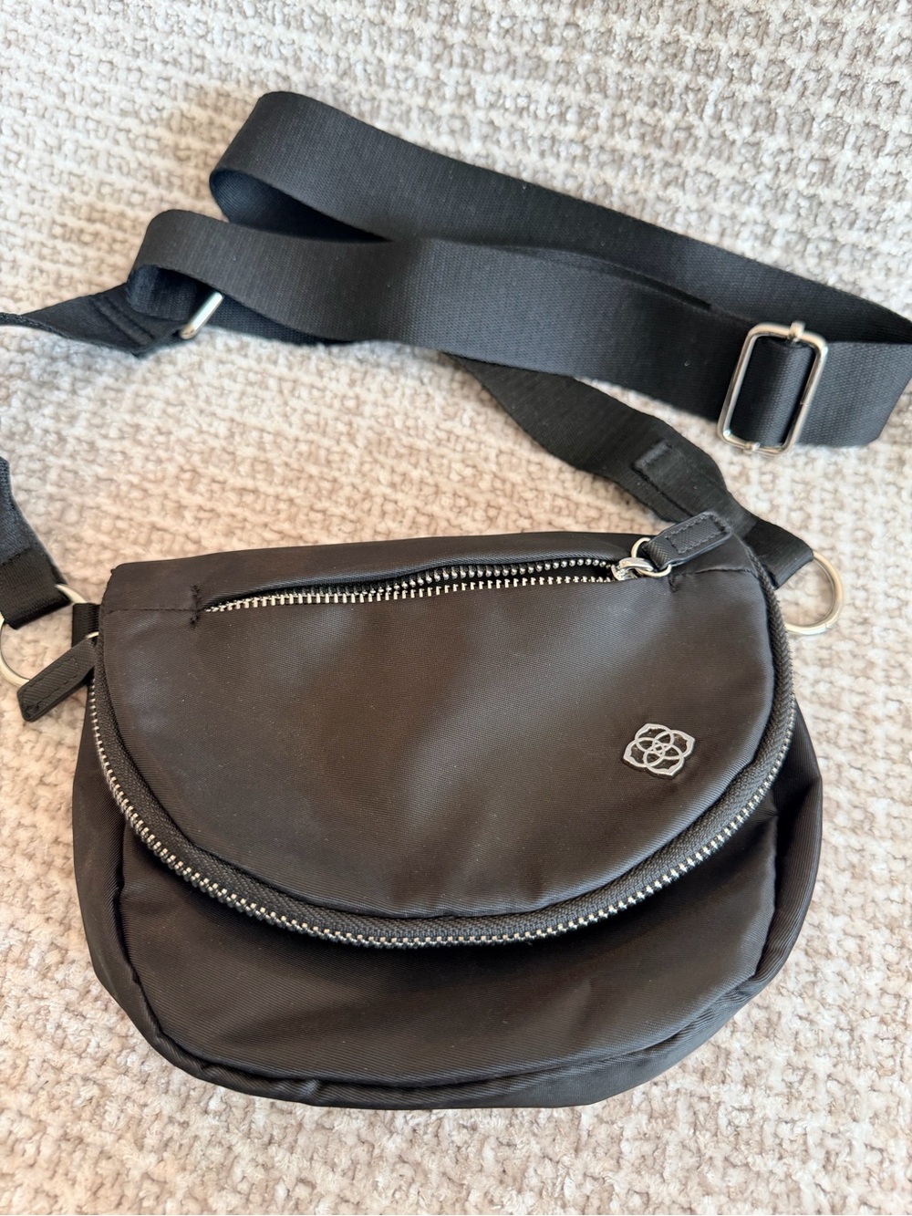 Black Crossbody Sling Bag with Silver Hardware